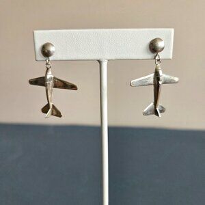 Sterling silver 925 airplanes dangling earrings.